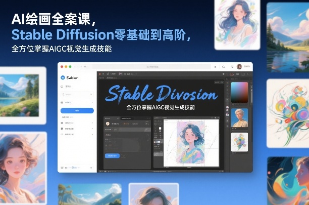 AI绘画全案课,Stable Diffusion零基础到高阶,全方位掌握AIGC视觉生成技能-创新社-资源网-最新项目分享网站