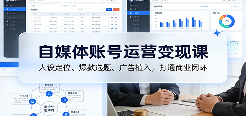 自媒体账号运营变现课：人设定位、爆款选题、广告植入，打通商业闭环-创新社-资源网-最新项目分享网站