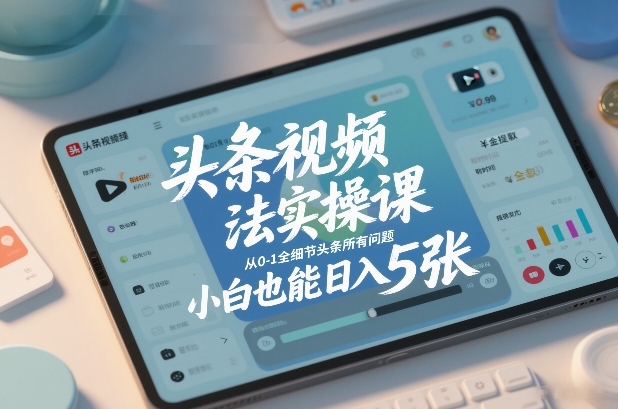 头条视频玩法实操课,从0-1全细节头条所有问题,小白也能日入5张-创新社-资源网-最新项目分享网站