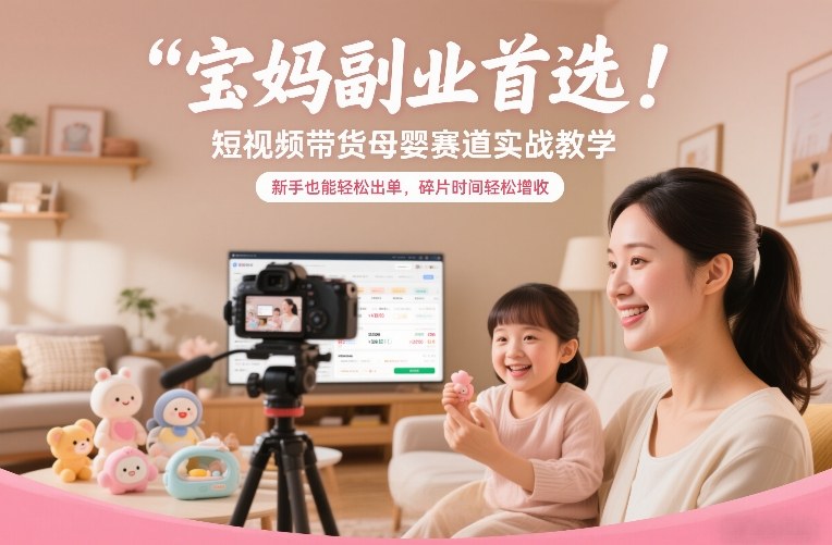 宝妈副业首选！短视频带货母婴赛道实战教学，新手也能轻松出单，碎片时间轻松增收-创新社-资源网-最新项目分享网站