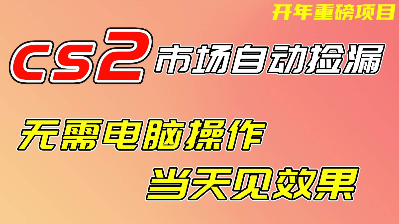 CS2市场挂机项,无需电脑操作,无需进入游戏,当天见效果,支持任何形式验证-创新社-资源网-最新项目分享网站
