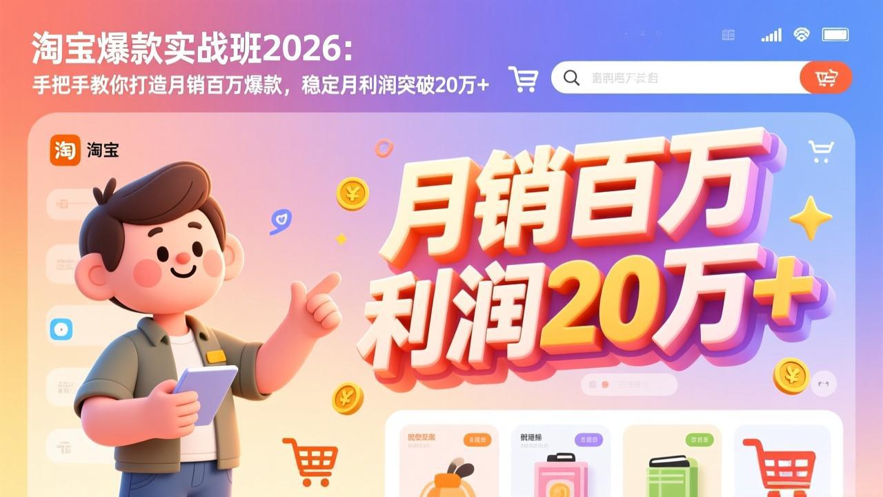 淘宝爆款实战班2026：手把手教你打造月销百万爆款，稳定月利润突破20万+-创新社-资源网-最新项目分享网站