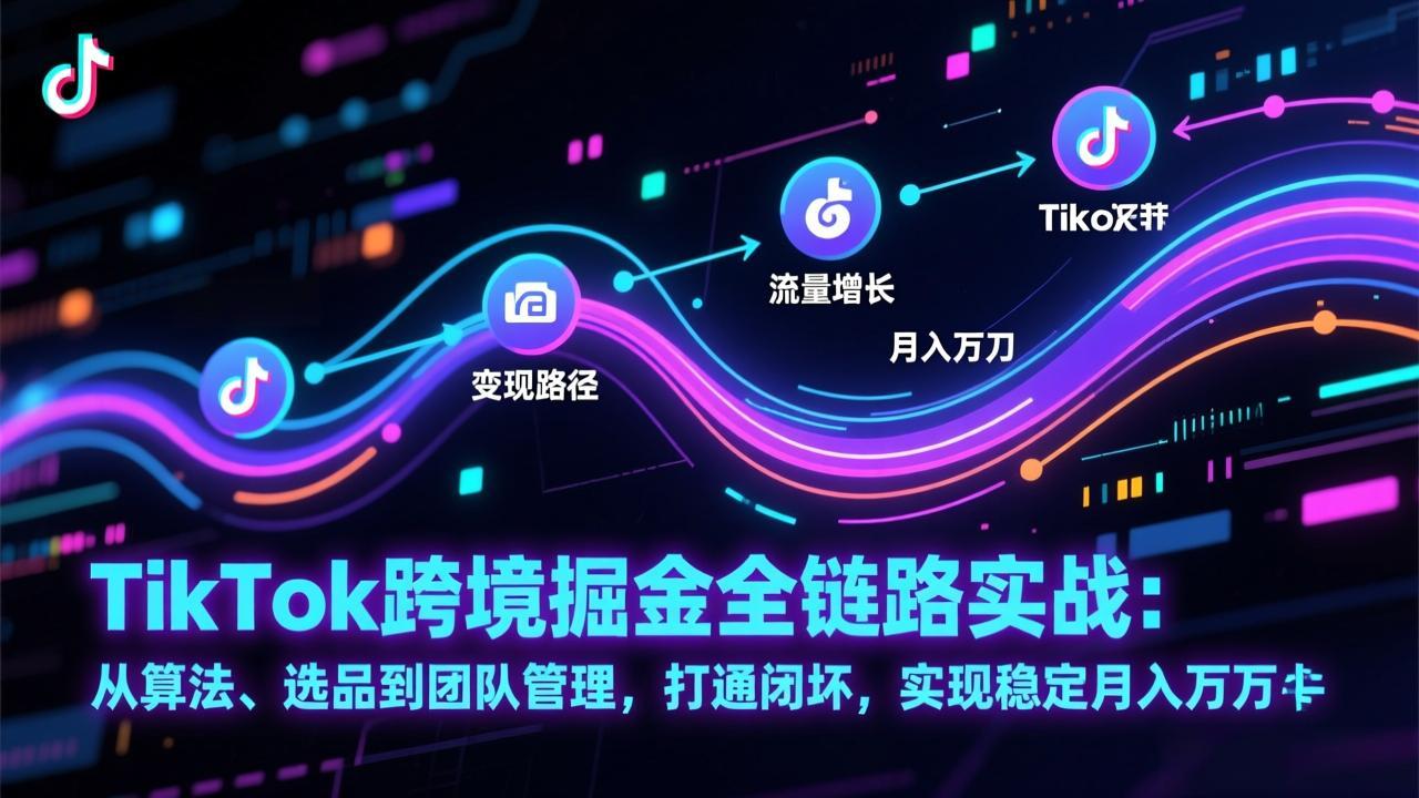 TikTok跨境掘金全链路实战：从算法、选品到团队管理，打通闭环，实现稳定月入万刀-创新社-资源网-最新项目分享网站