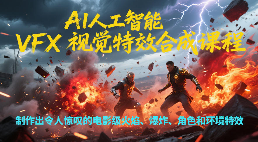 AI人工智能VFX视觉特效合成课程，制作出令人惊叹的电影级火焰、爆炸、角色和环境特效-创新社-资源网-最新项目分享网站