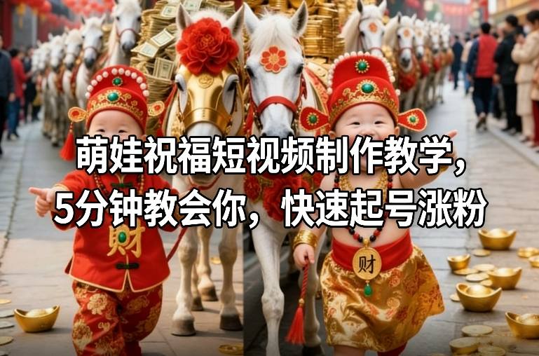 萌娃祝福短视频制作教学，5分钟教会你，快速起号涨粉-创新社-资源网-最新项目分享网站