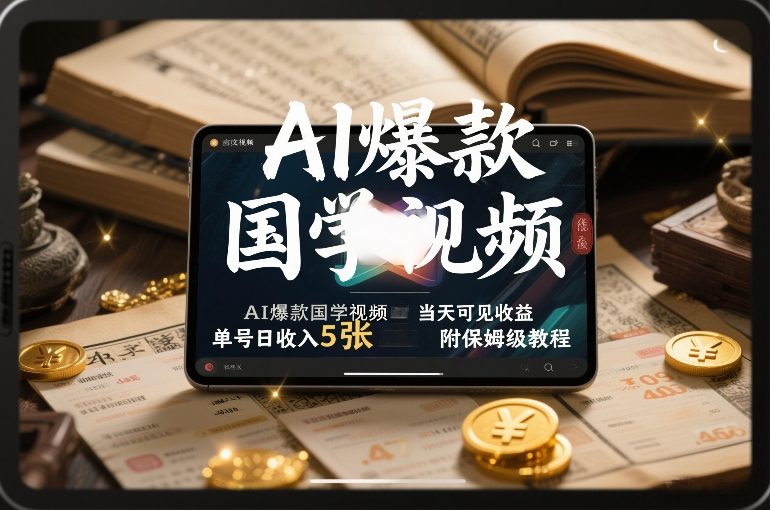 AI爆款国学视频,独家起号方法,小白直接上手,当天可见收益,单号日收入5张+附保姆级教程-创新社-资源网-最新项目分享网站