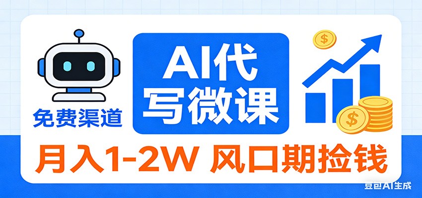 2026告别打工！AI 代写微课，提供免费渠道，月入 1-2W 风口期捡钱-创新社-资源网-最新项目分享网站