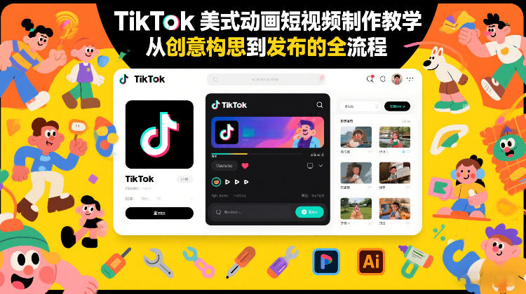 TikTok美式动画短视频制作教学，从创意构思到发布的全流程-创新社-资源网-最新项目分享网站