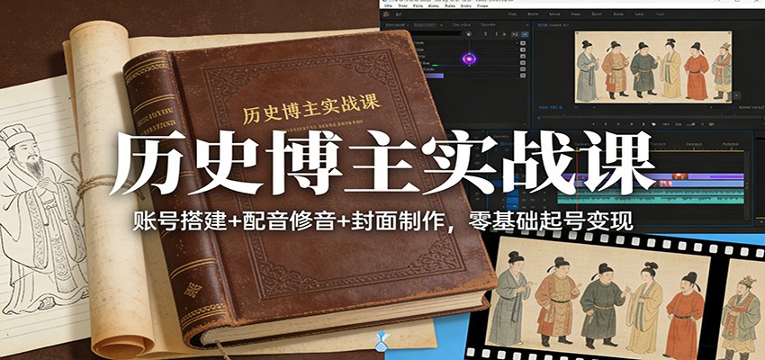 历史博主实战课：账号搭建+配音修音+封面制作，零基础起号变现-创新社-资源网-最新项目分享网站