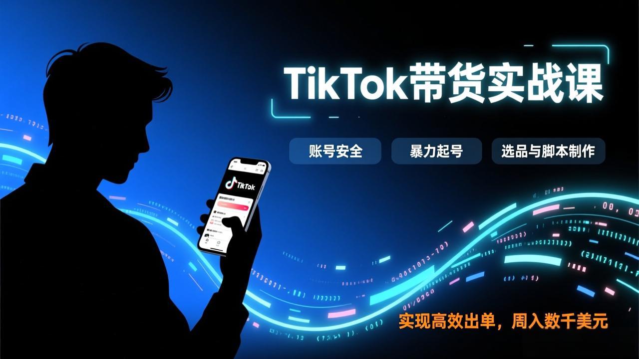 TikTok带货实战课，涵盖账号安全、暴力起号、选品与脚本制作，实现高效出单，周入数千美元-创新社-资源网-最新项目分享网站