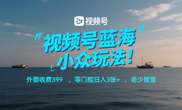 视频号蓝海小众玩法！外面收费399，零门槛日入3张+，老少皆宜-创新社-资源网-最新项目分享网站