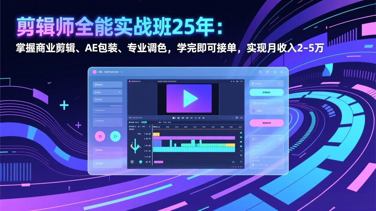 剪辑师全能实战班25年：掌握商业剪辑、AE包装、专业调色，学完即可接单，实现月收入2-5万-创新社-资源网-最新项目分享网站
