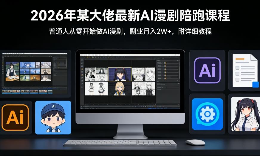 26年某大佬最新Ai漫剧陪跑课程，普通人从零开始做AI漫剧，副业月入2W+-创新社-资源网-最新项目分享网站