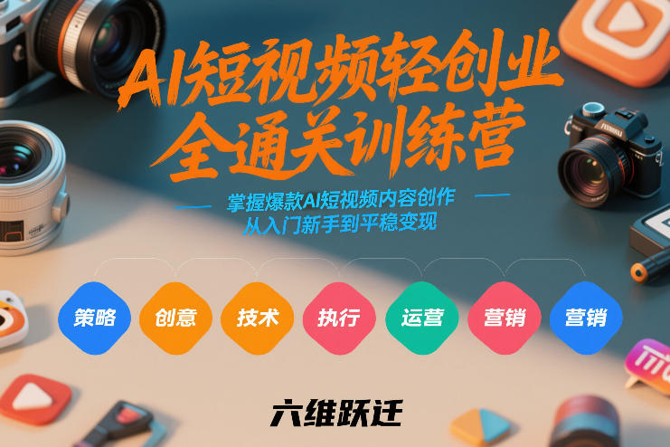 AI短视频轻创业全通关训练营，掌握爆款AI短视频内容创作，从入门新手到平稳变现的六维跃迁-创新社-资源网-最新项目分享网站