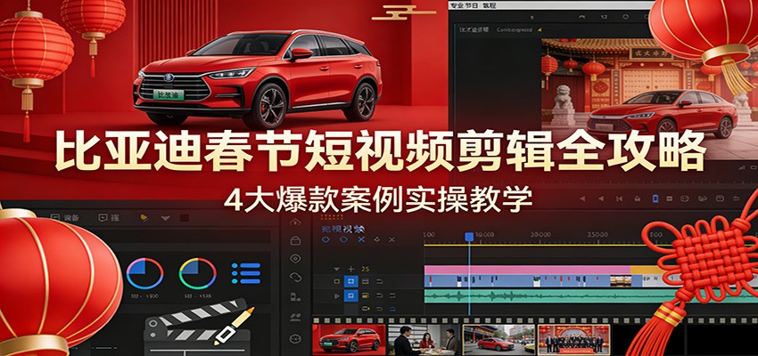 比亚迪春节短视频剪辑全攻略，4大爆款案例实操教学-创新社-资源网-最新项目分享网站