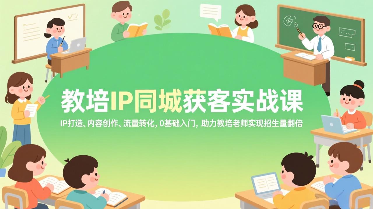 教培IP同城获客实战课，IP打造、内容创作、流量转化，0基础入门，助力教培老师实现招生量翻倍-创新社-资源网-最新项目分享网站