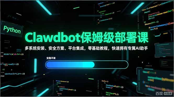 Clawdbot保姆级部署课，多系统安装、安全方案、平台集成，零基础教程，快速拥有专属AI助手-创新社-资源网-最新项目分享网站