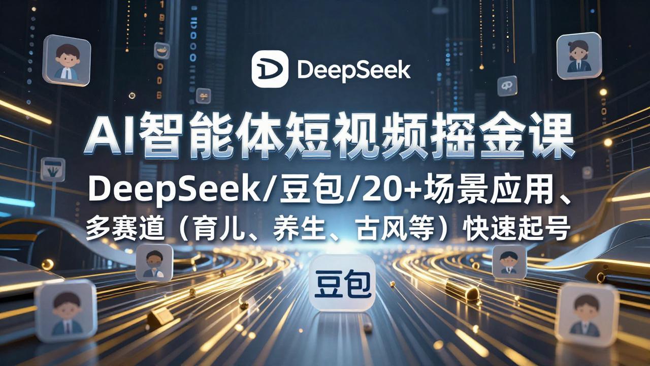 AI智能体短视频掘金课，DeepSeek/豆包/20+场景应用、多赛道(育儿、养生、古风等-创新社-资源网-最新项目分享网站
