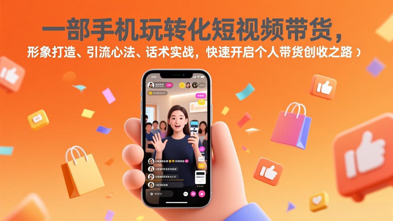 一部手机玩转化短视频带货，形象打造、引流心法、话术实战，快速开启个人带货创收之路-创新社-资源网-最新项目分享网站