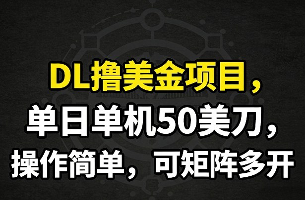 DL撸美金项目，单日单机50美刀，操作简单，可矩阵多开-创新社-资源网-最新项目分享网站