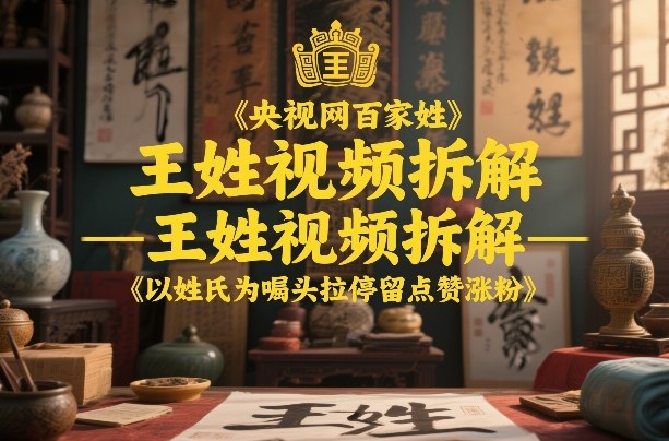 央视网百家姓–王姓视频拆解，以姓氏为噱头拉停留点赞涨粉-创新社-资源网-最新项目分享网站