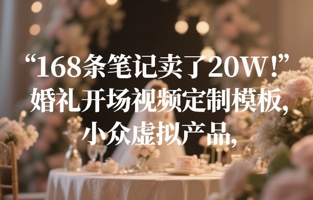 168条笔记卖了20W！婚礼开场视频定制模板，小众虚拟产品-创新社-资源网-最新项目分享网站