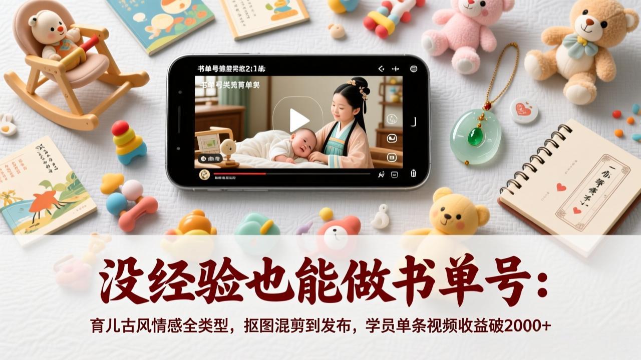 没经验也能做书单号：育儿古风情感全类型，抠图混剪到发布，学员单条视频收益破2000+-创新社-资源网-最新项目分享网站