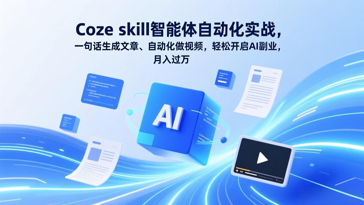 Coze skill智能体自动化实战，一句话生成文章、自动化做视频，轻松开启AI副业，月入过万-创新社-资源网-最新项目分享网站