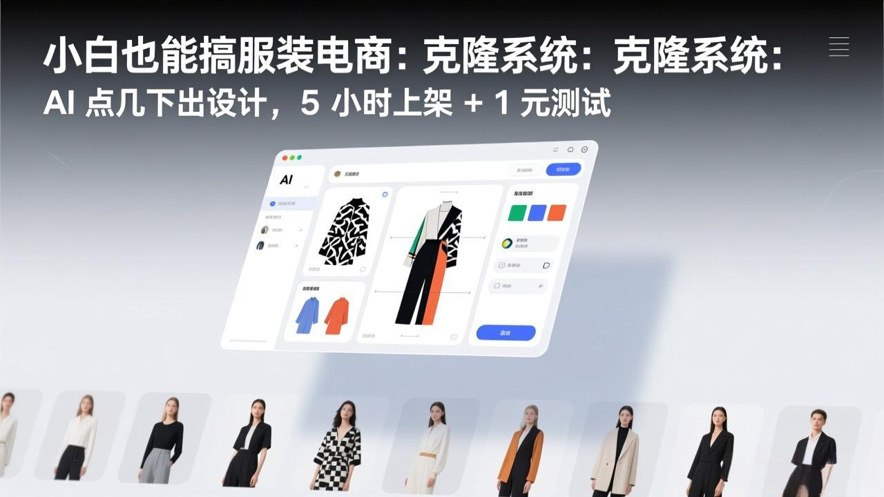 小白也能搞服装电商：克隆系统：AI 点几下出设计，5 小时上架 + 1 元测试-创新社-资源网-最新项目分享网站