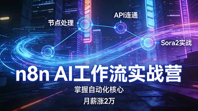 n8n AI工作流实战营，节点处理+API连通+Sora2实战，掌握自动化核心月薪涨2万-创新社-资源网-最新项目分享网站
