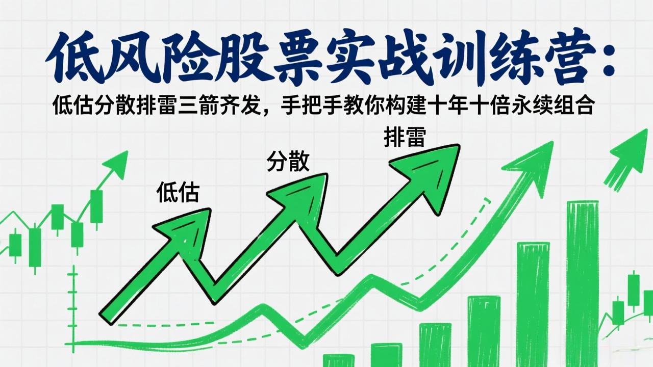 低风险股票实战训练营：低估分散排雷三箭齐发，手把手教你构建十年十倍永续组合-创新社-资源网-最新项目分享网站