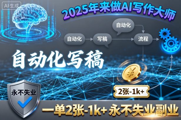 2025年来做AI写作大师,自动化写稿,一单2张-1k+,永不失业副业-创新社-资源网-最新项目分享网站
