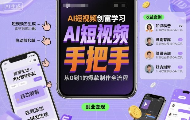 AI短视频创富学习,手把手教会你制作AI短视频-创新社-资源网-最新项目分享网站