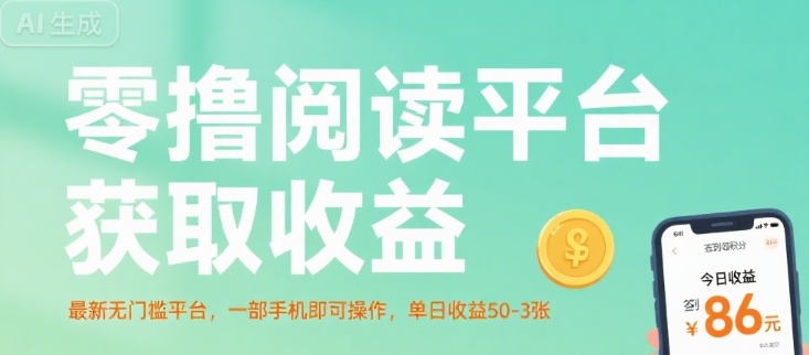 零撸阅读平台获取收益，最新无门槛平台，一部手机即可操作，单日收益50-3张【揭秘】-创新社-资源网-最新项目分享网站