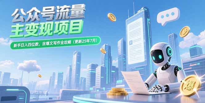 公众号流量主变现项目，新手日入四位数，含爆文写作全攻略(更新25年7月-创新社-资源网-最新项目分享网站