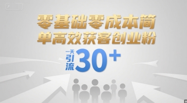 零基础零成本简单高效获客创业粉，一天引流30+-创新社-资源网-最新项目分享网站