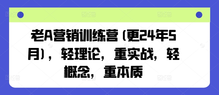 老A营销训练营(更24年12月)，轻理论，重实战，轻概念，重本质-创新社-资源网-最新项目分享网站