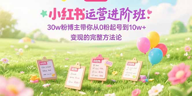 小红书运营进阶班：30w粉博主带你从0粉起号到10w+变现的完整方法论-创新社-资源网-最新项目分享网站