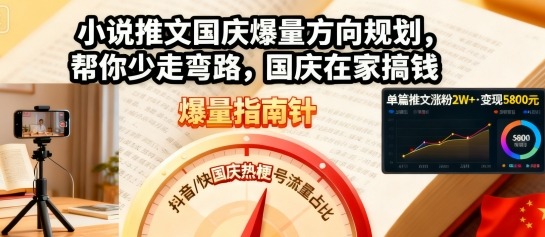小说推文国庆爆量方向规划，帮你少走弯路，国庆在家搞钱-创新社-资源网-最新项目分享网站