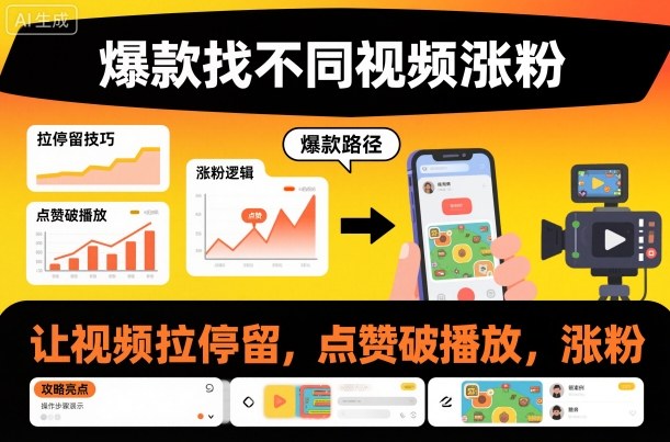 爆款找不同视频涨粉，让视频拉停留，实现点赞，破播放，涨粉-创新社-资源网-最新项目分享网站