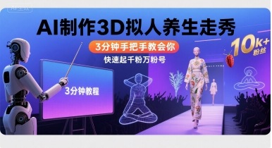 Ai制作3D拟人养生走秀，3分钟手把手教会你，快速起千粉万粉号-创新社-资源网-最新项目分享网站