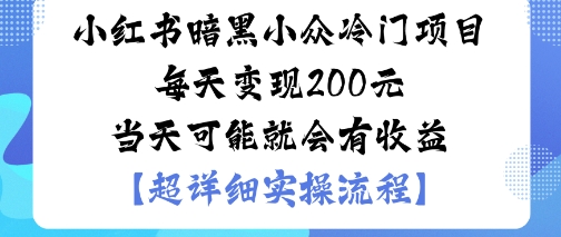 小红书暗黑小众冷门项目每天变现2张当天可能就会有收益-创新社-资源网-最新项目分享网站