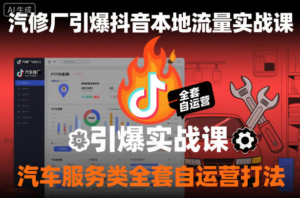 汽修厂引爆抖音本地流量实战课，汽车服务类全套自运营打法-创新社-资源网-最新项目分享网站