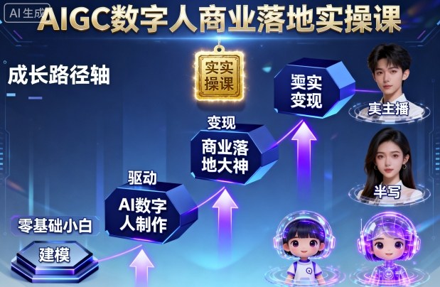 AIGC数字人商业落地实操课，从零基础小白到AI数字人大神-创新社-资源网-最新项目分享网站