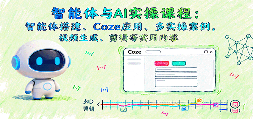 智能体与AI实操课程：智能体搭建、Coze应用、多实操案例，视频生成、剪辑等实用内容-创新社-资源网-最新项目分享网站