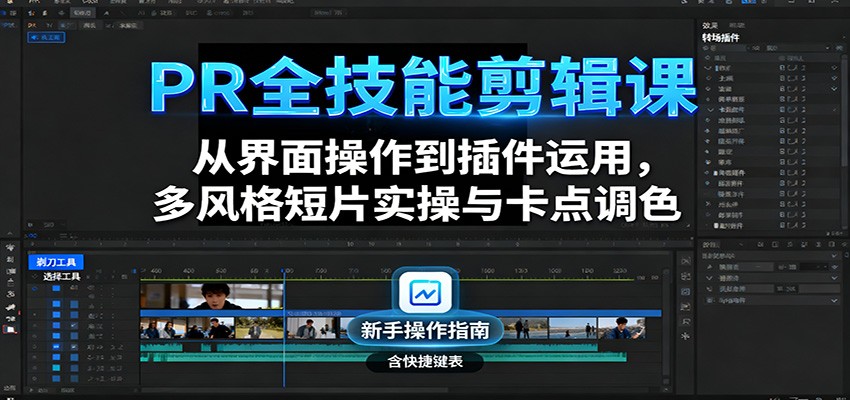 PR全技能剪辑课:从界面操作到插件运用,多风格短片实操与卡点调色-创新社-资源网-最新项目分享网站