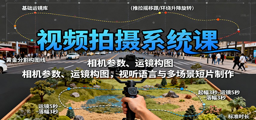 视频拍摄系统课：相机参数、运镜构图，视听语言与多场景短片制作-创新社-资源网-最新项目分享网站