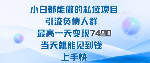 2025年小白都能做的私域项目引流负债人群最高一天变现1k+高变现难度低当天就能见到钱上手快-创新社-资源网-最新项目分享网站