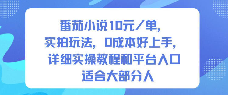 番茄小说10米每单，实拍玩法，0成本好上手，详细实操教程和平台入口适合大部分人-创新社-资源网-最新项目分享网站