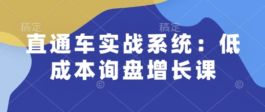 直通车实战系统：低成本询盘增长课，让个人通过技能实现升职加薪，让企业低成本获客，订单源源不断-创新社-资源网-最新项目分享网站